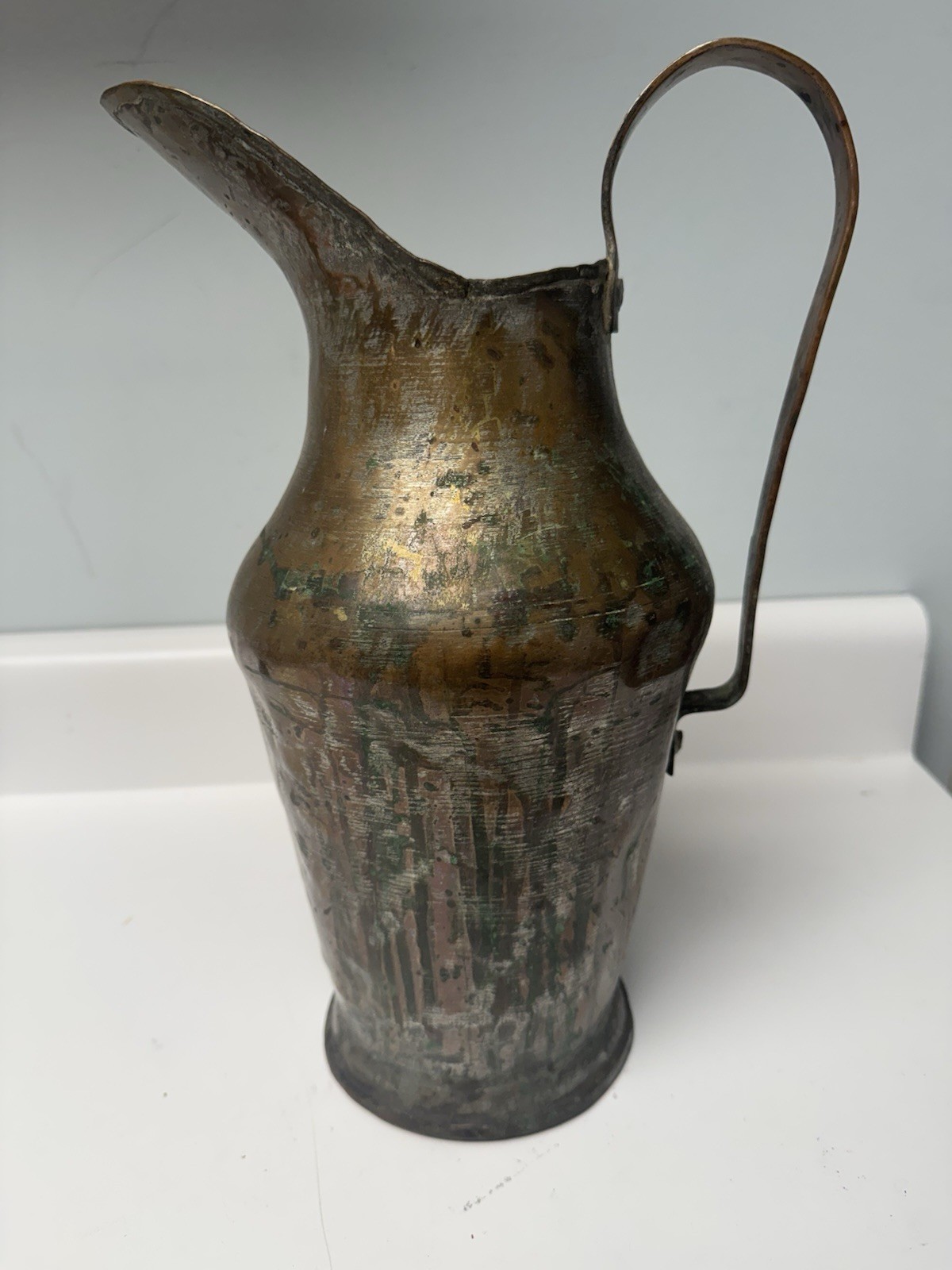 Vintage Hand Hammered Copper Pitcher, Natural Patina