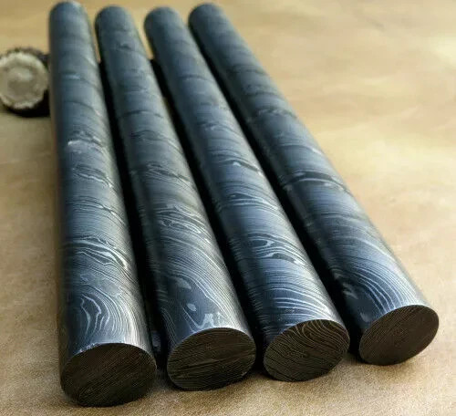 Custom 12″ Handmade Damascus Steel Twist Pattern Round lots Billet Rod for Rings