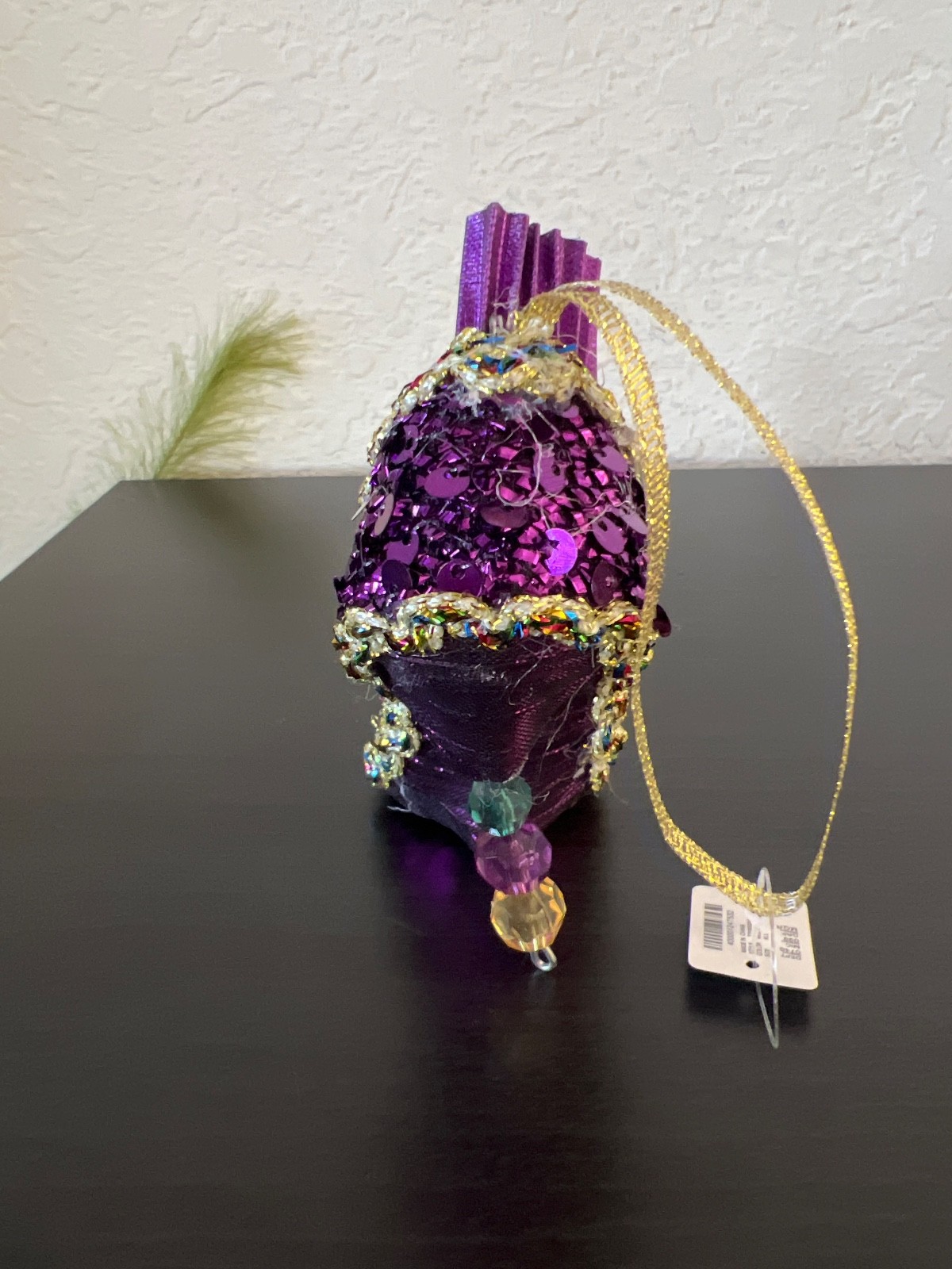 Trimsetter Dillards MARDI GRAS JESTER SHOE Purple Velvet ORNAMENT NEW +TAG