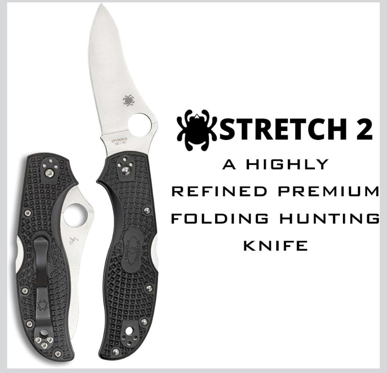 Spyderco Stretch 2 Lockback Folding Knife 3.5 VG-10 Steel Blade Black FRN Handle