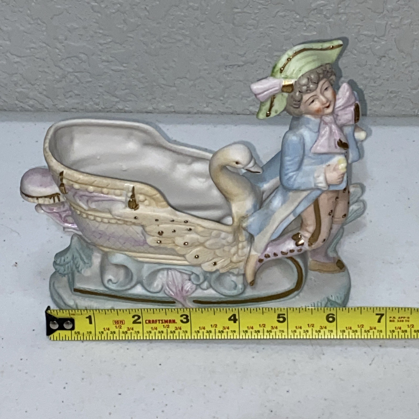 VTG Andrea S Made In Occupied Japan Couple Swan Planter Bisque Figurines Set