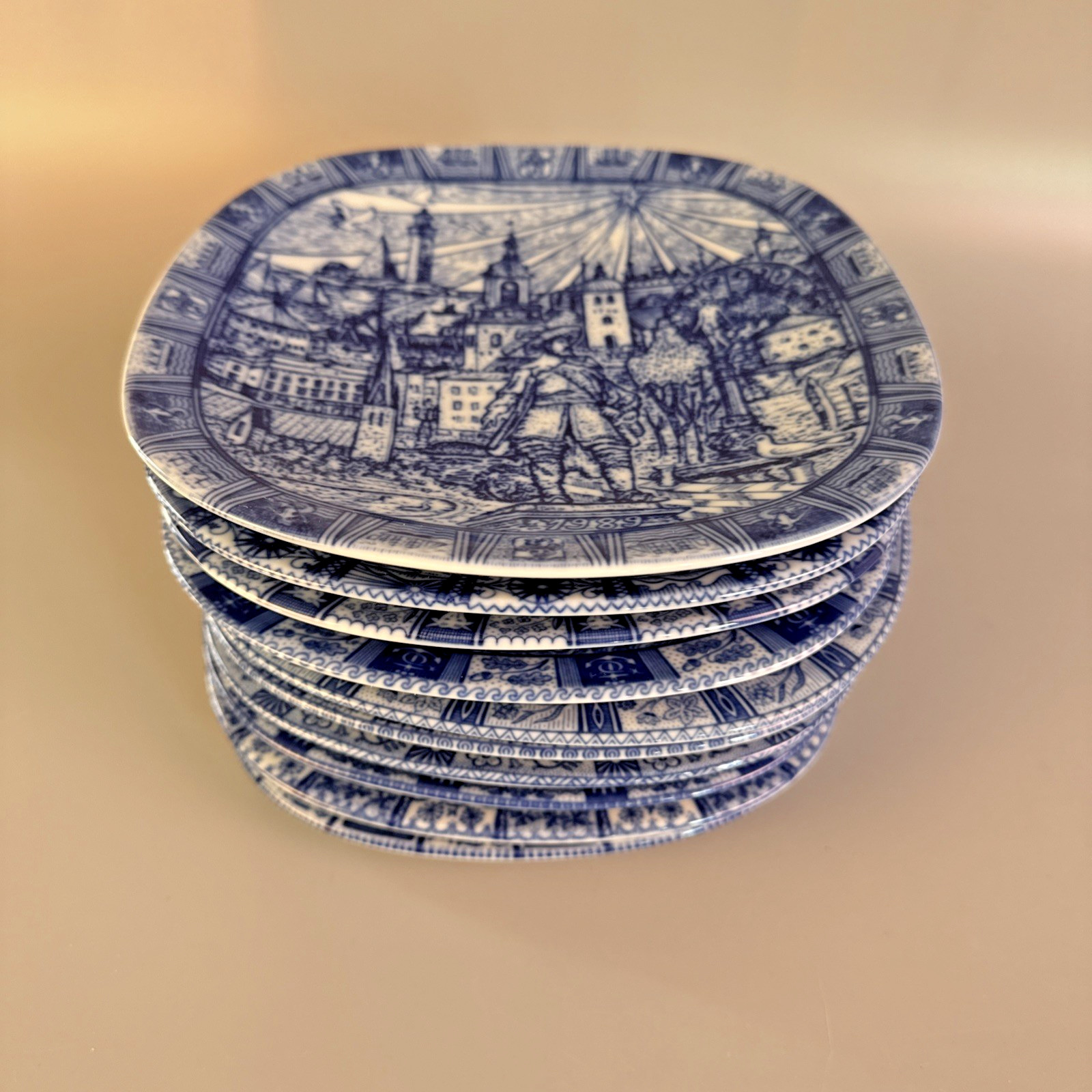 JULEN RORSTRAND Plates Lot Of 10 Sweden – Blue White Limited Edition 1980 – 89