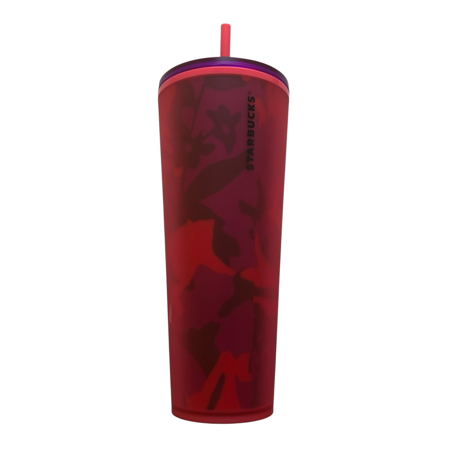 NEW Starbucks 2022 Spring Red Floral Soft Touch Tumbler Cup Venti 24 oz