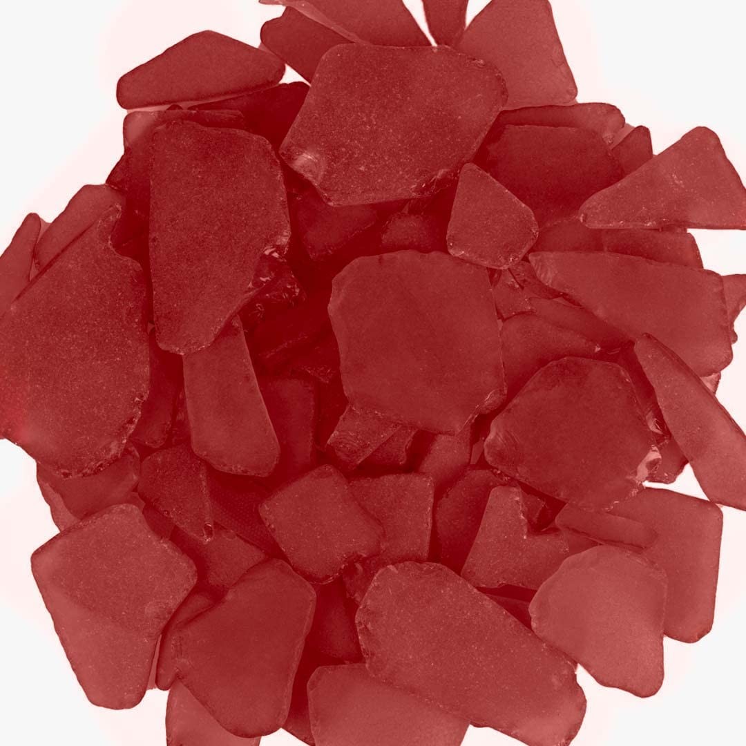 Holiday Sea Glass | 11oz Christmas Red Tumbled Decor | Bulk Seaglass Pieces for