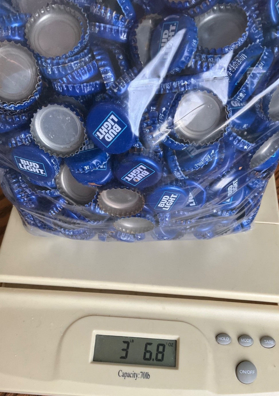 3 Pounds of Bud Light Beer Bottle Caps Collectible Crafts
