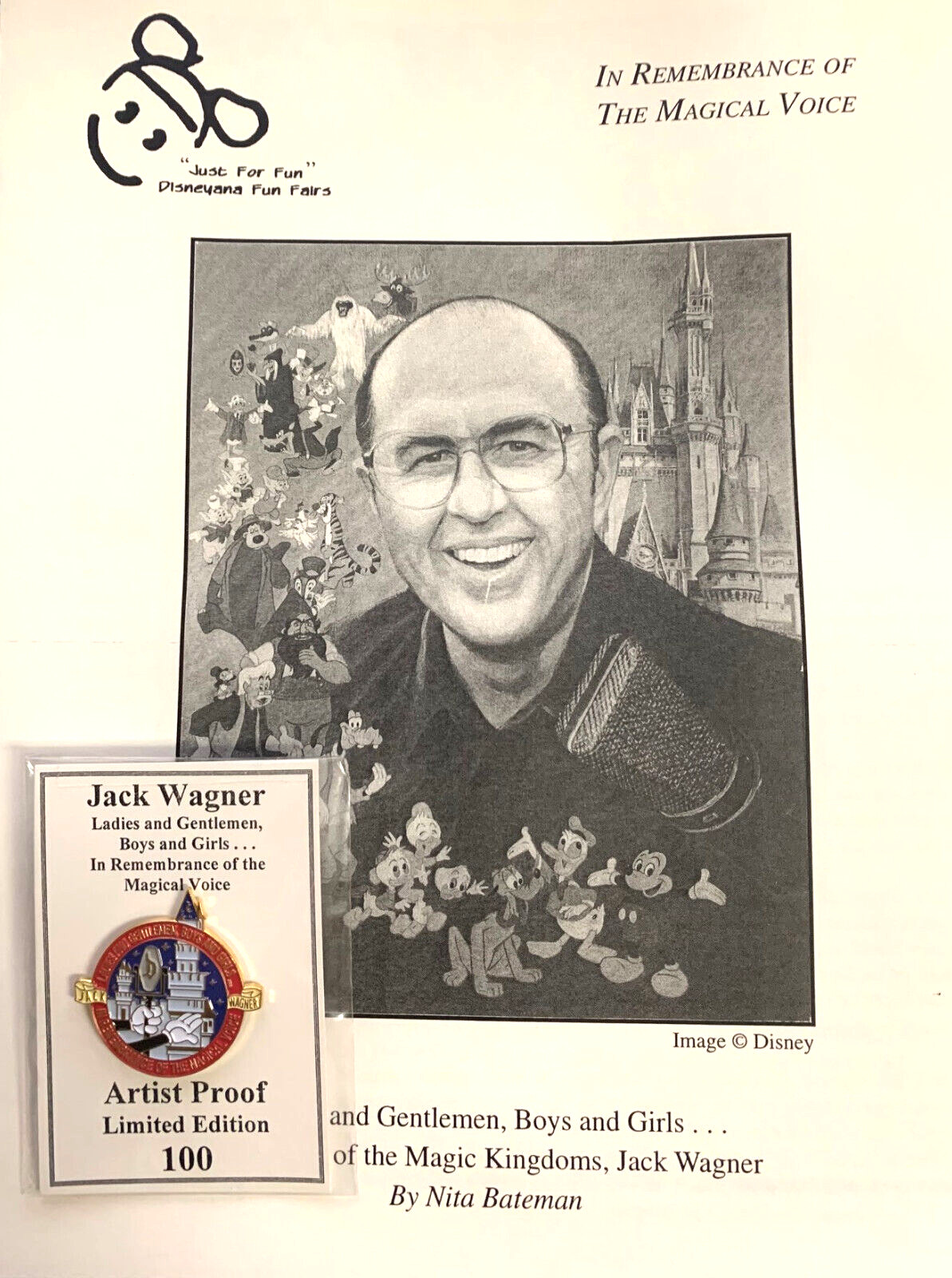 Disneyana 2000 Jack Wagner Remembrance of Magical a Voice Booklet Pin AP LE 100