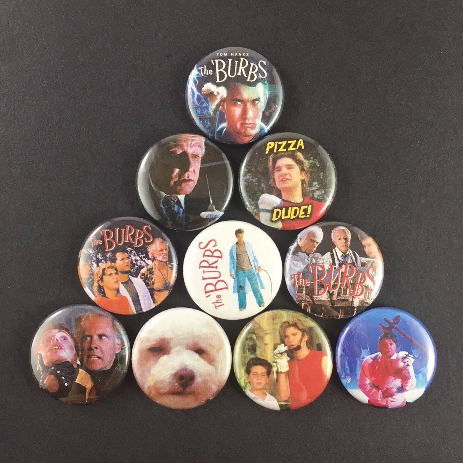 The Burbs 1″ Button Pin Set (10 pins) Comedy Horror Tom Hanks Joe Dante Gremlins