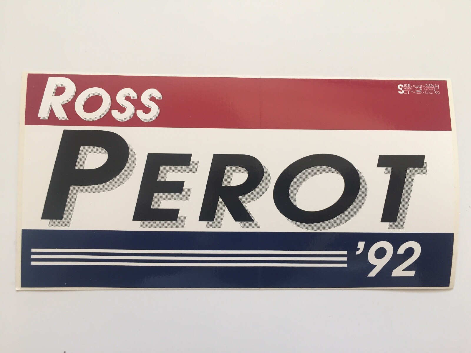 Official 1992 Ross Perot For President Bumper Sticker Mint New FREE Shipping