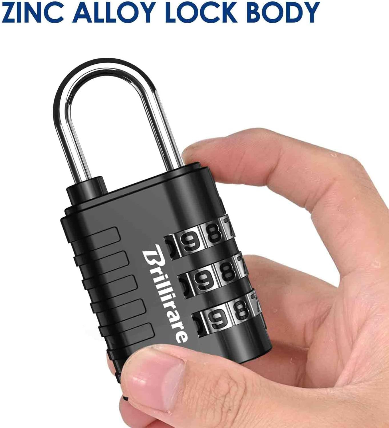 8 Pack Combination Lock, 3-Digit Waterproof Keyless Padlock, Zinc Alloy Outdoor