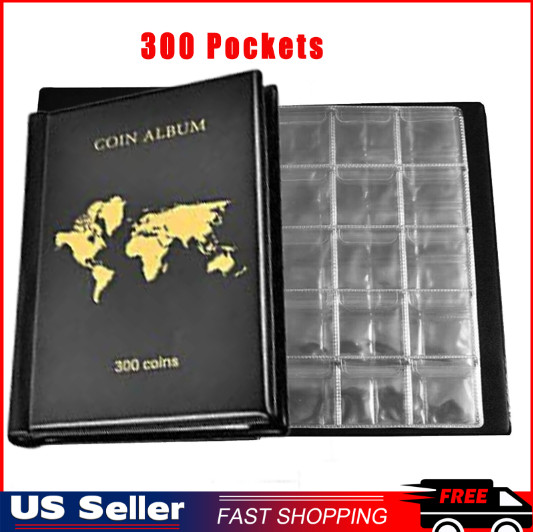 Coin Collection Holder Book Storage Box Case Album For Collectors 300 Pockets