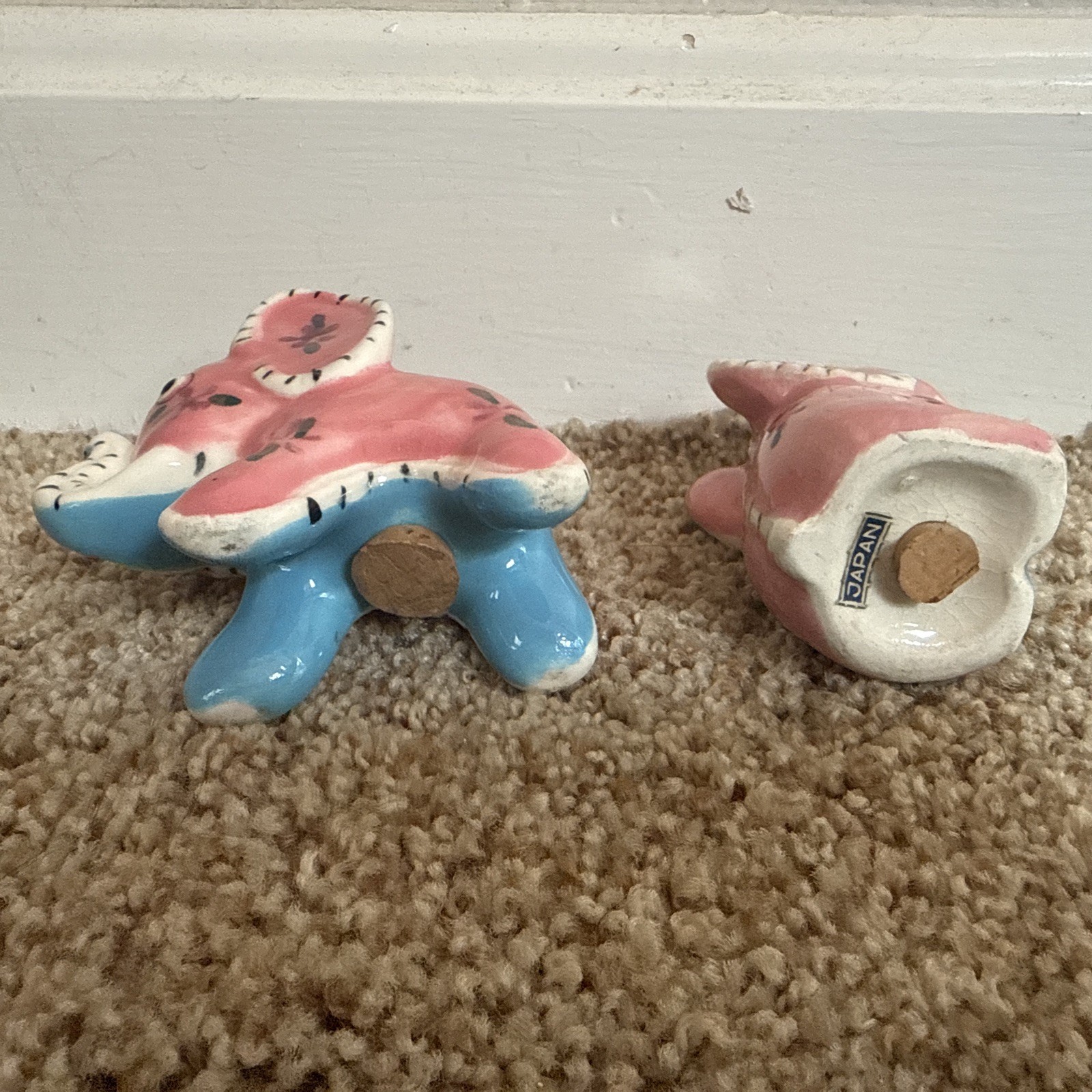Napco Patchwork Stitched Elephant Salt and Pepper Shaker Japan 1950’s Vintage
