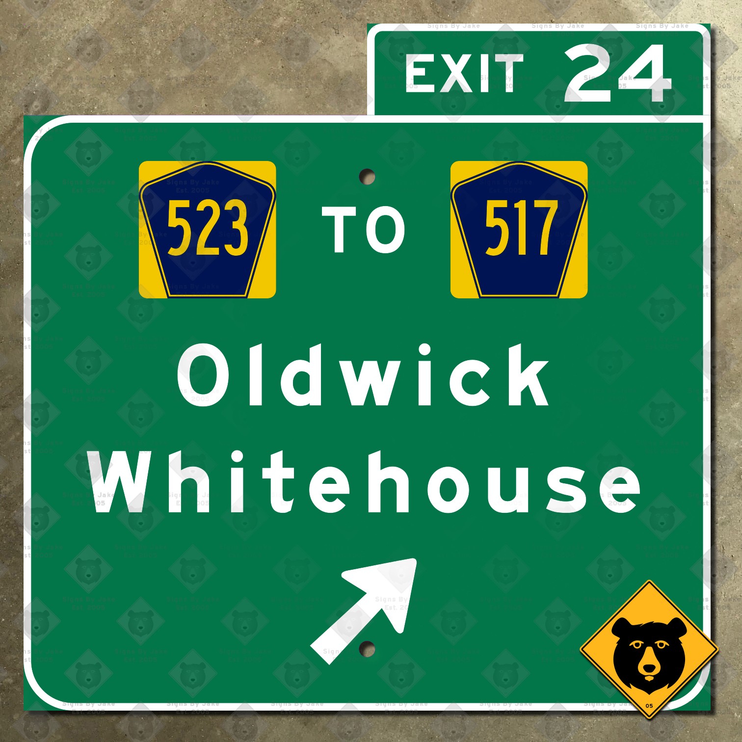 New Jersey Interstate 78 Exit 24 Oldwick Whitehouse highway road sign 12×12