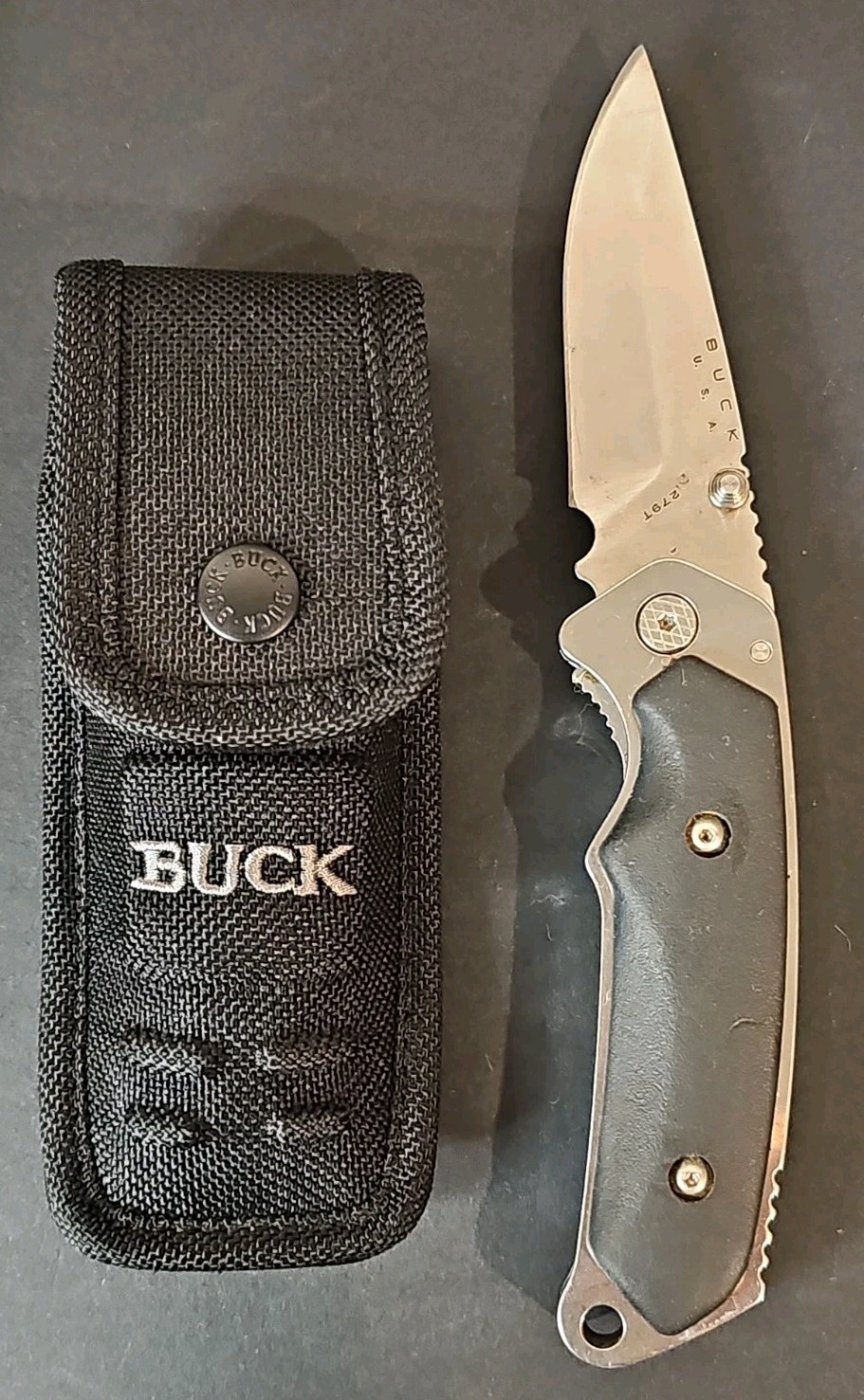 Buck 279T Alpha Hunter Folding Pocket Knife USA w/ Buck Nylon Sheath
