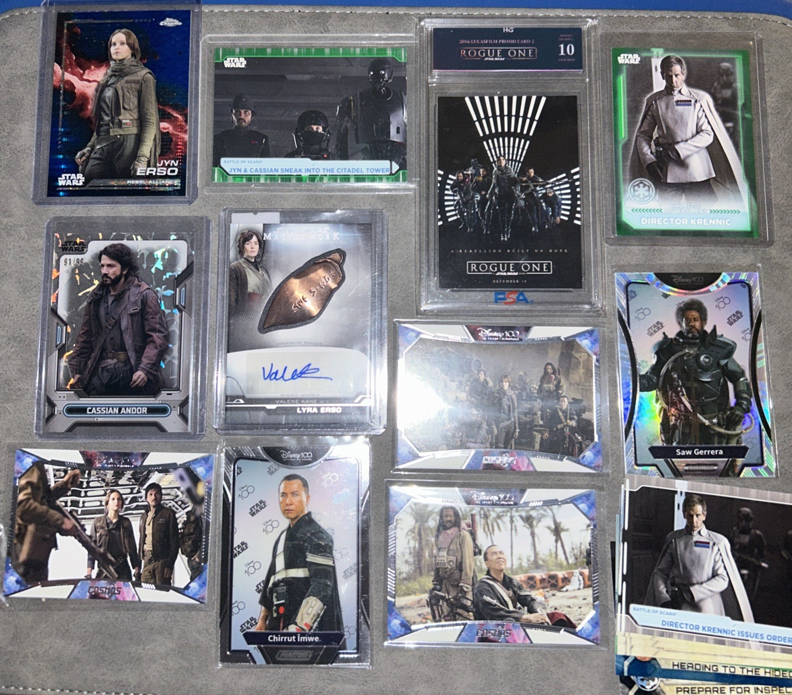 Star Wars Rogue One Cassian Andor Jyn Erso serial numbered & Bonus trading Cards
