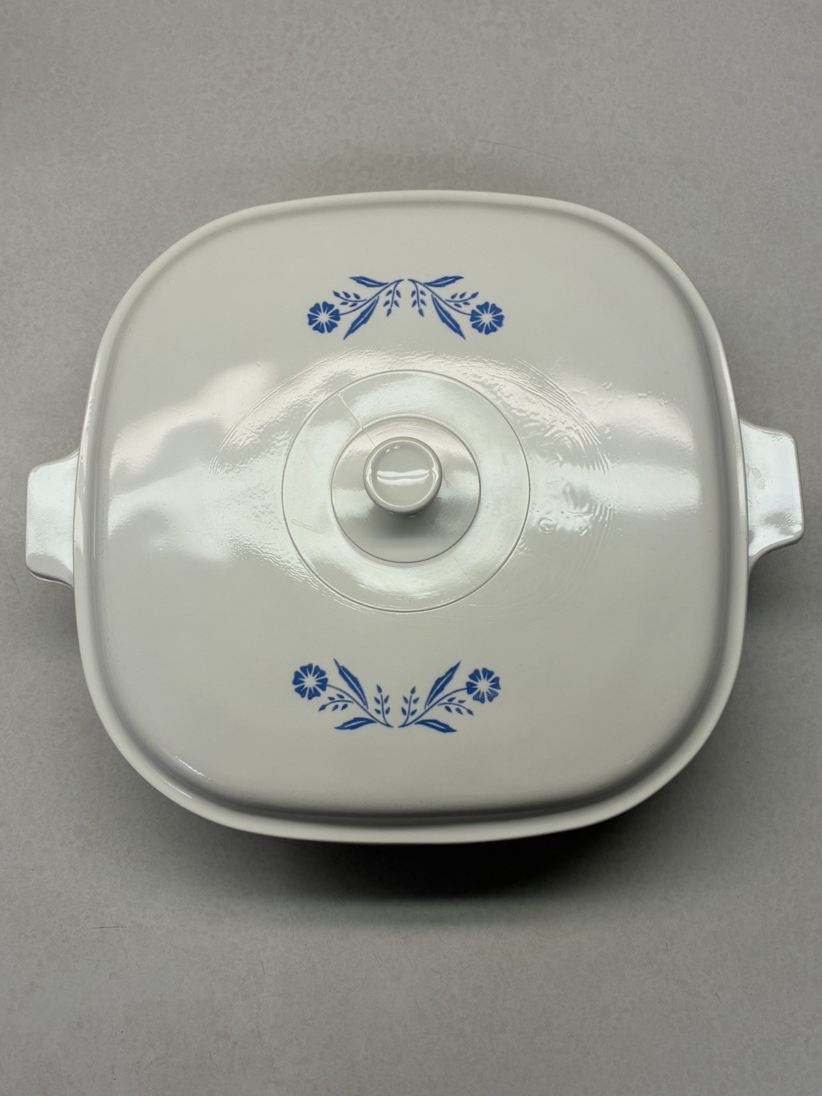 Corning Pyroceram Cornflower Blue 10” Casserole White Lid Factory Flaw ‘60-‘61