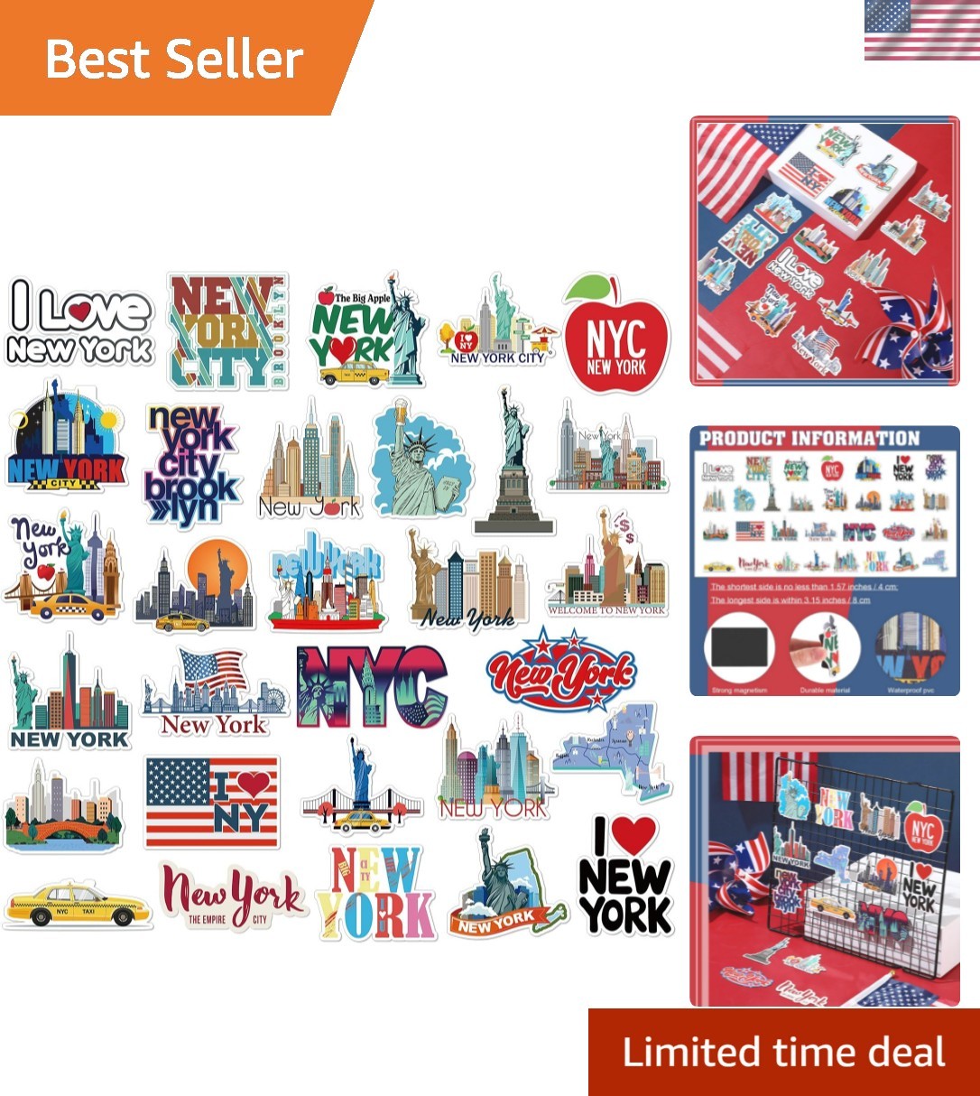 30 Pcs New York Souvenirs Gifts New York Magnet for Refrigerator City Magneti…