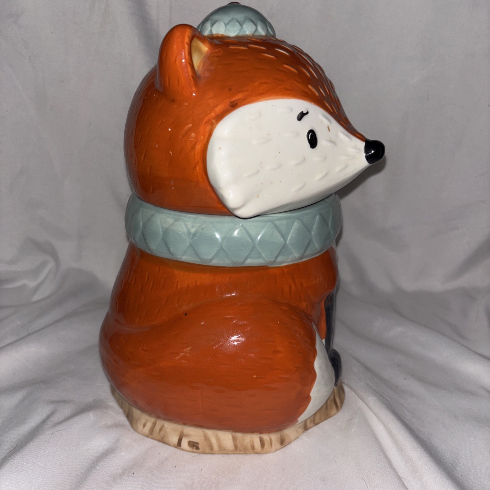 Ceramic Earthenware 10 Inch FOX Container Candy Jar Snacks Fall Decor