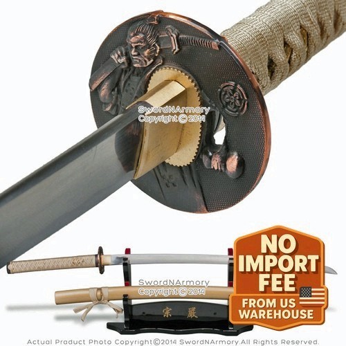 Onikiri Handmade Samurai Katana Sword 1045 Carbon Steel Sharp Blade Gold Black S
