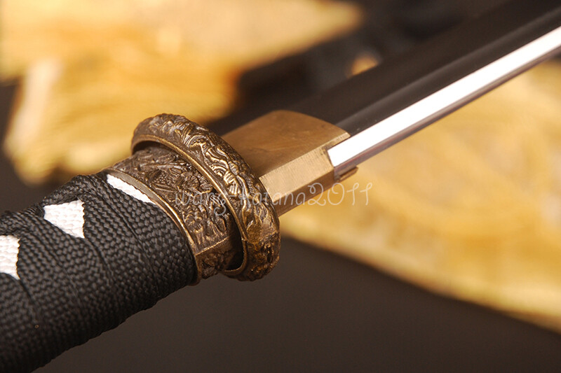16” Handmade Sharp Short Knife Black Japanese Samurai Tanto Sword Self-defense
