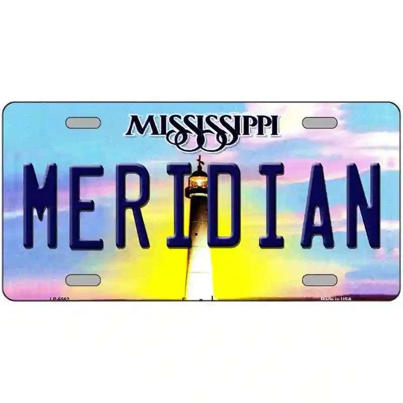 Meridian Mississippi Metal Novelty Motorcycle Plate Tag Sign Car Truck Wall Home