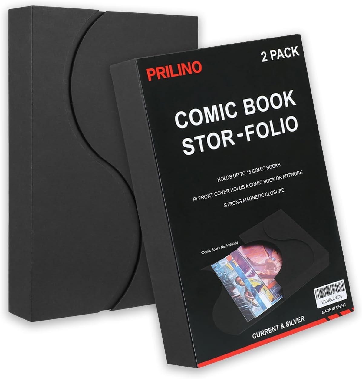 2-Pack Black Comic Book Stor-Folio – Storage Box for Current and Silver Age C…