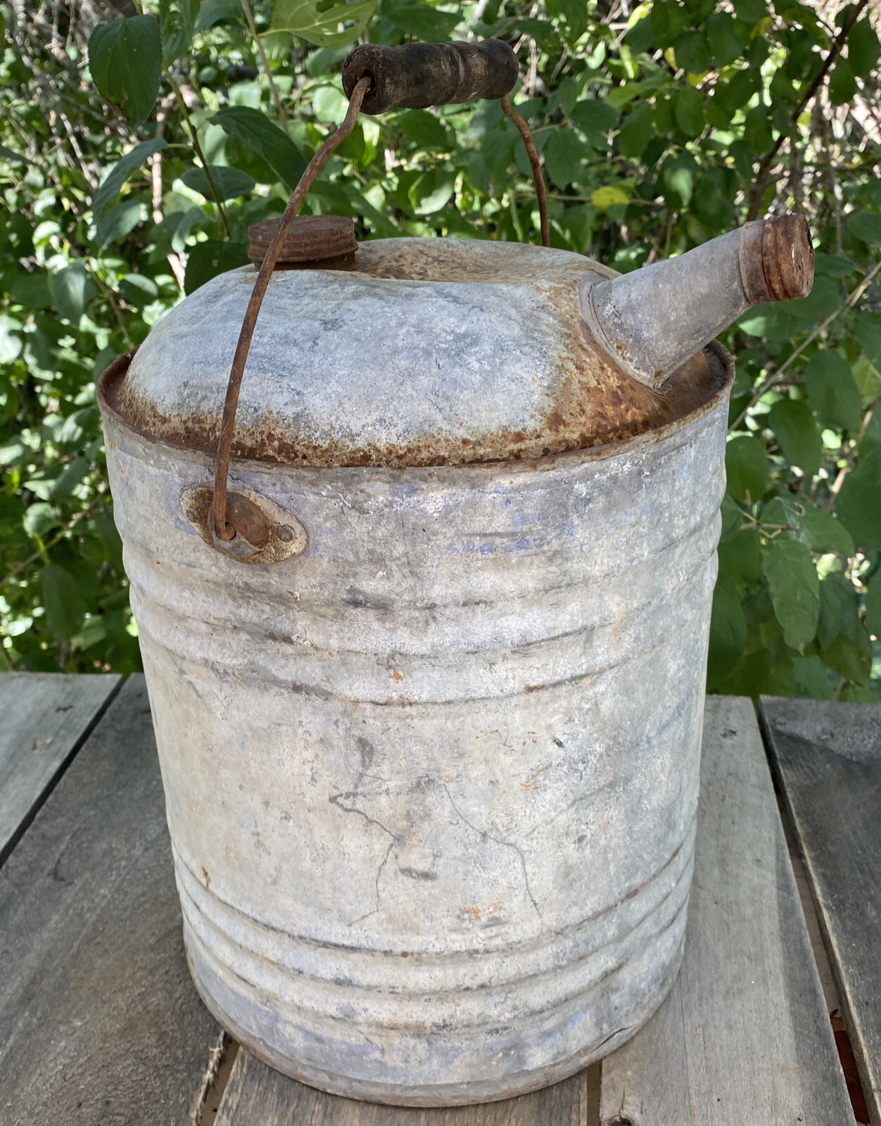Vintage Galvanized Gas Can Gallons 12″ Antique Farm Can Empty Old Metal