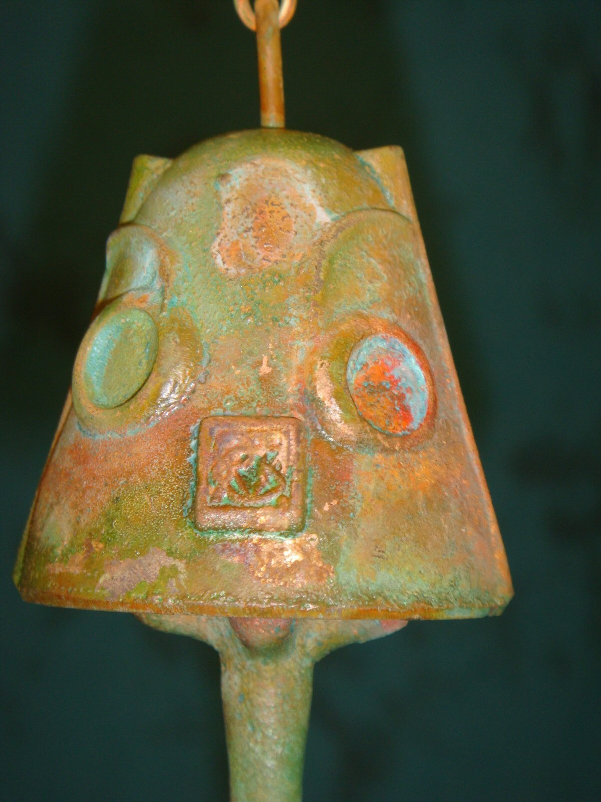 Paolo Soleri 9″ Bronze Wind Bell – 2″ Bell – Pretty Kitty Motif is So Sweet! NEW