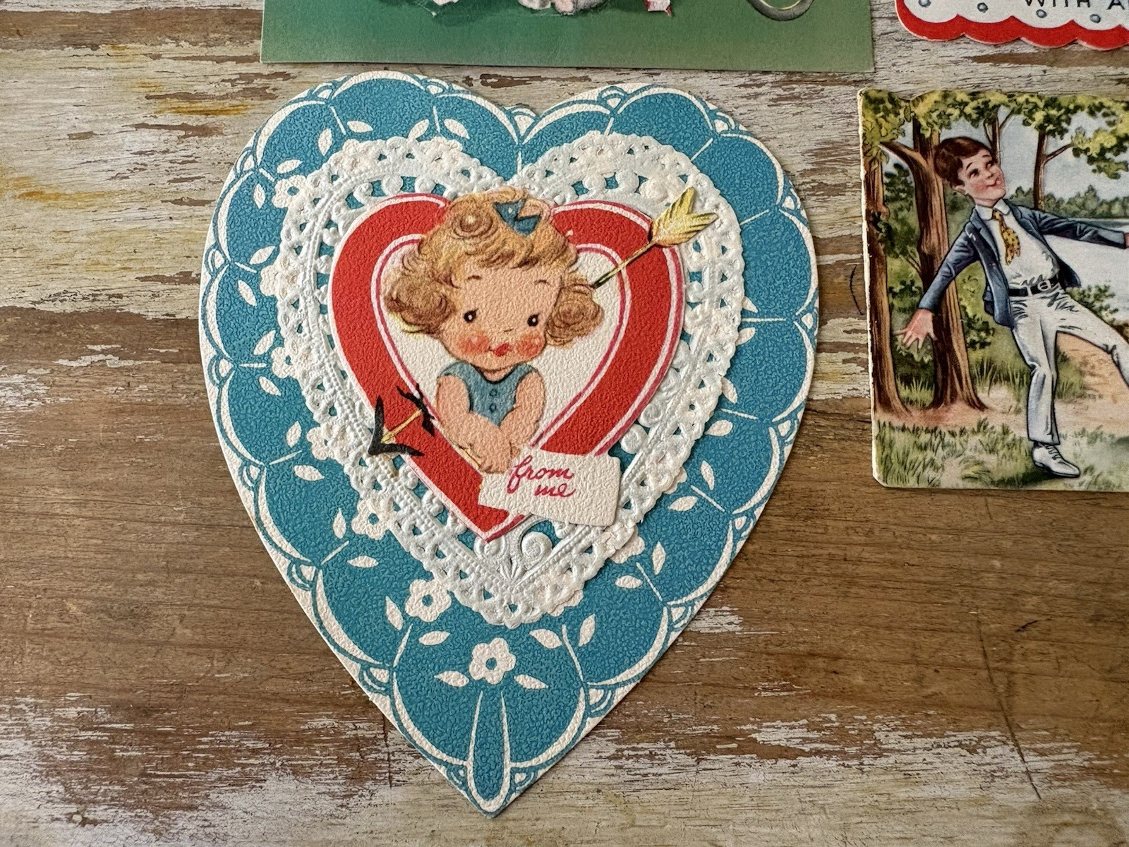 Vintage die cut paper Valentines Day cards 1930’s 1940’s A-Meri-Card Gibson