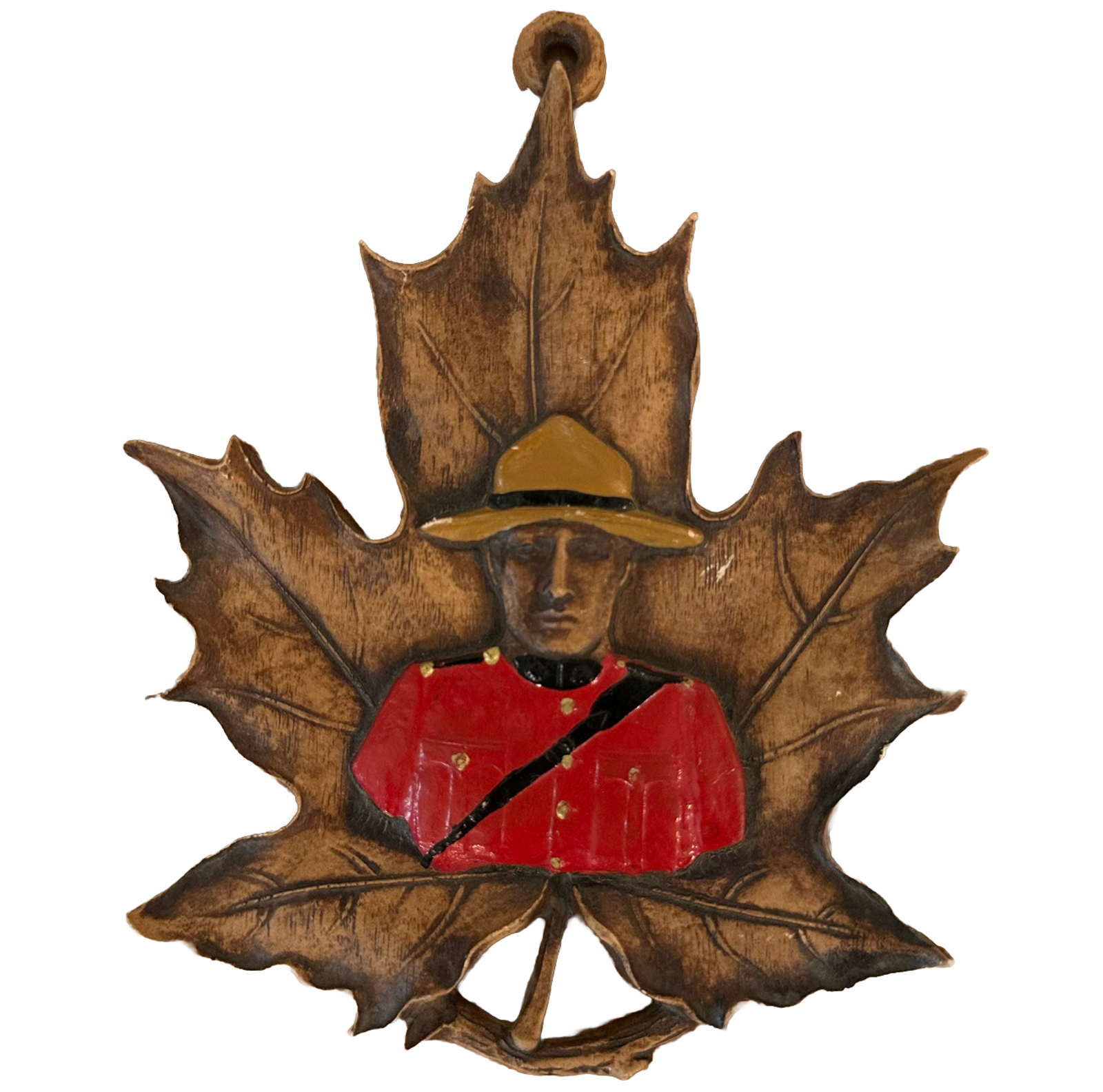 Wooden Maple Leaf & Mountie Wall Decor Canada Durwood John Walter & Son Hanging