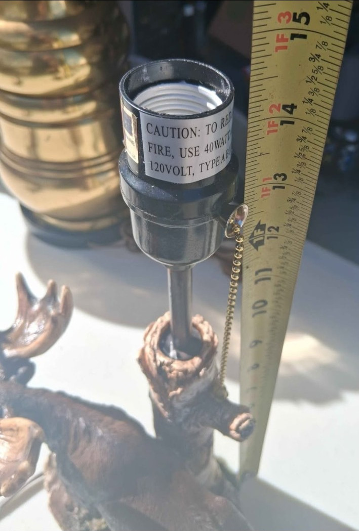 Beautiful Resin Bull Moose Climbing Table Lamp no shade included