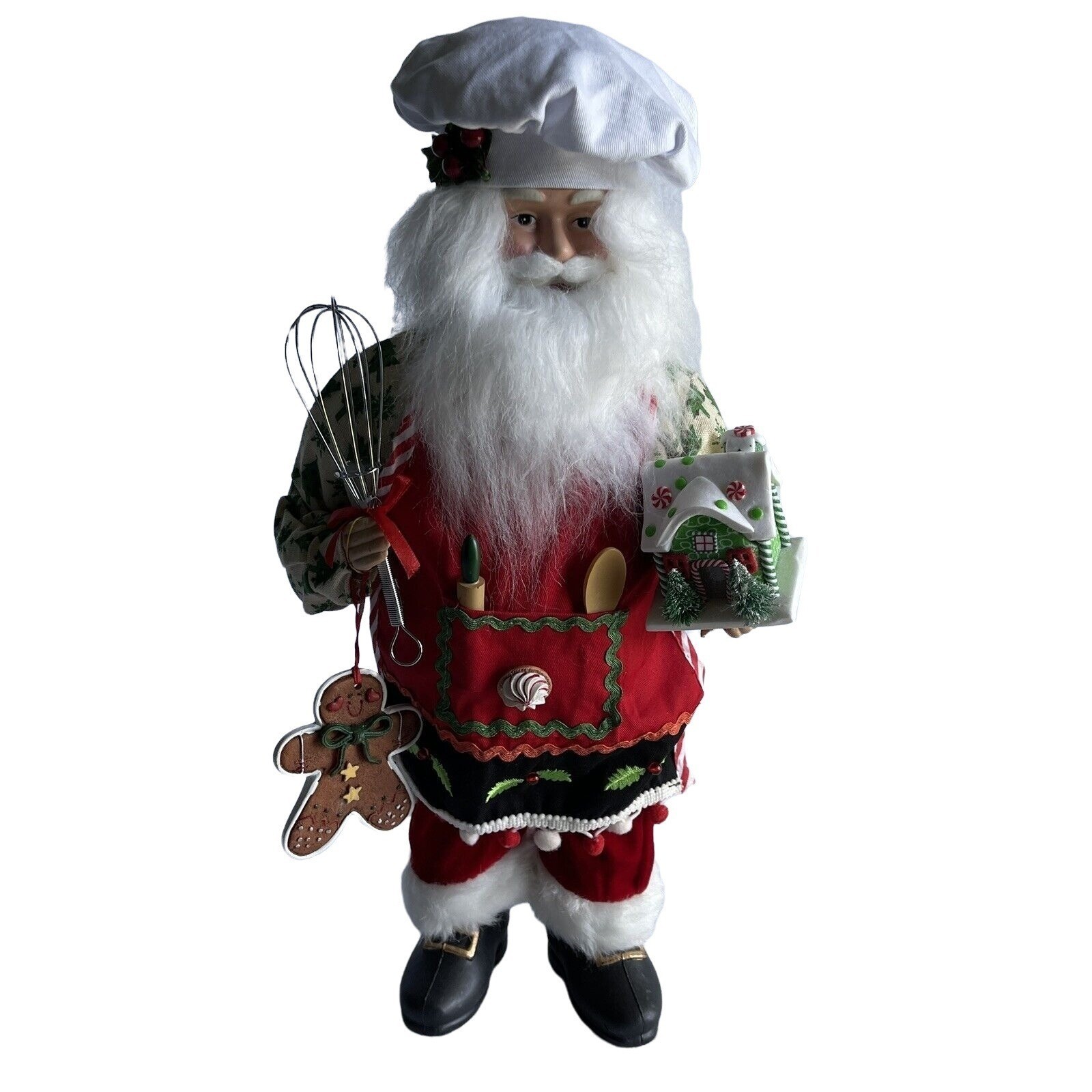 Santa Baker Figurine North Pole Trading Co Christmas Cheer Gingerbread House 19″