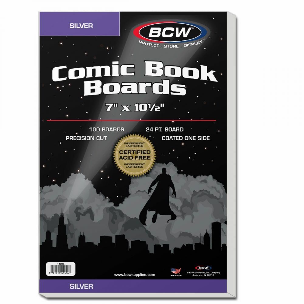 10 packs of 100 (1000) BCW 7″ x 10″ Silver Age Comic White Backing Boards