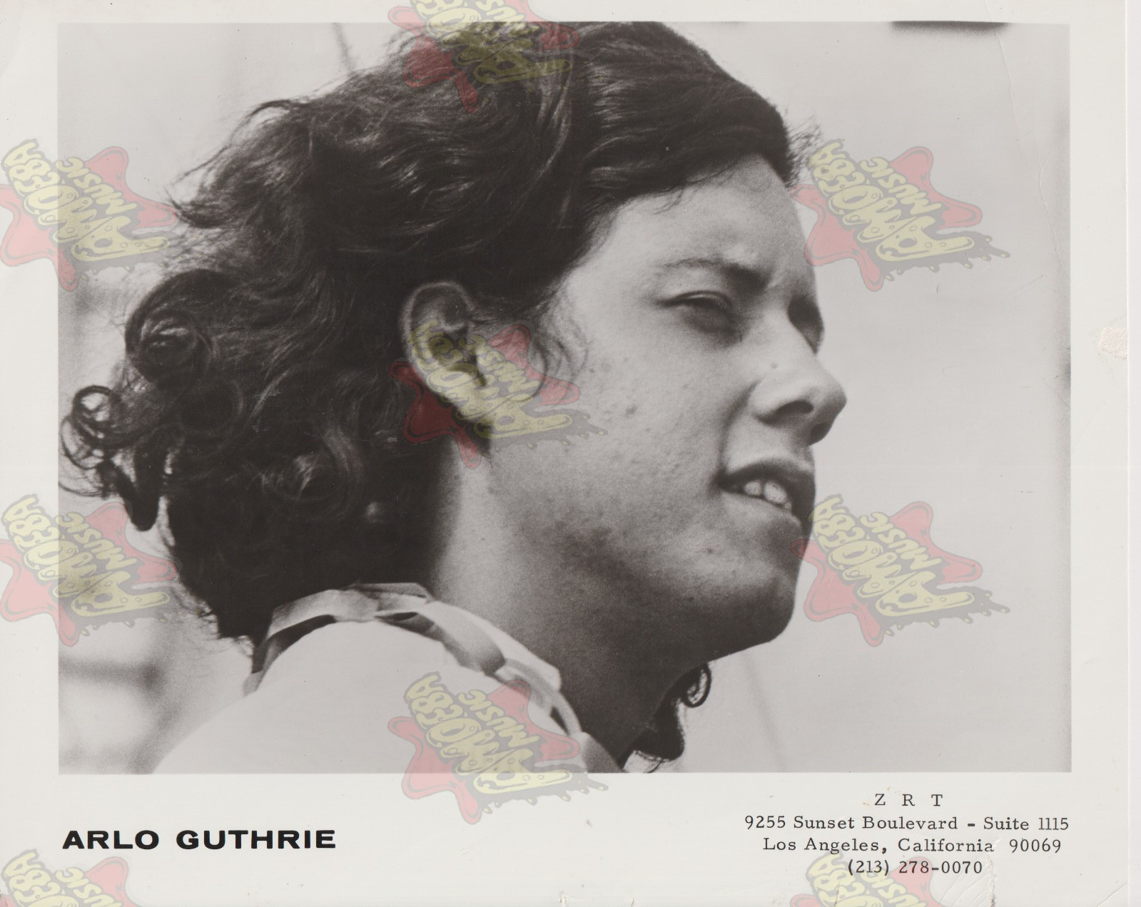 Arlo Guthrie B/W Press Photo – (Glossy, Chrysalis, 1974)