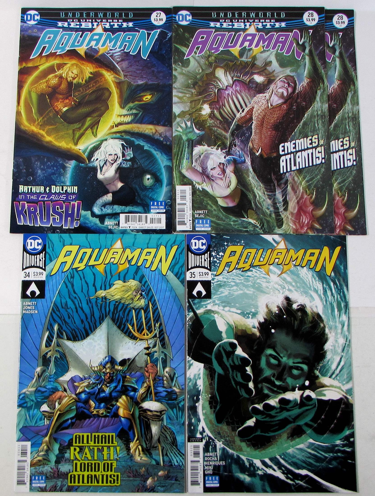 Aquaman Lot of 5 #27, 28 x2, 34, 35 DC 2017 6th Series Rebirth 1st Print Comics