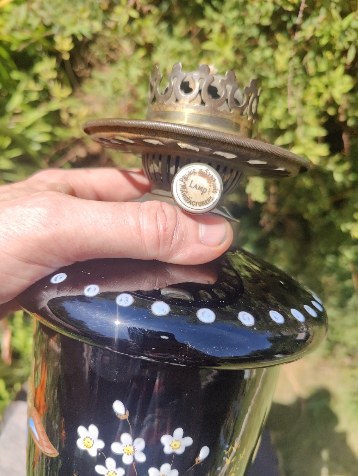 Original Victorian Famille Noire Enamel Decoration Butterflies Drop In Font Perf