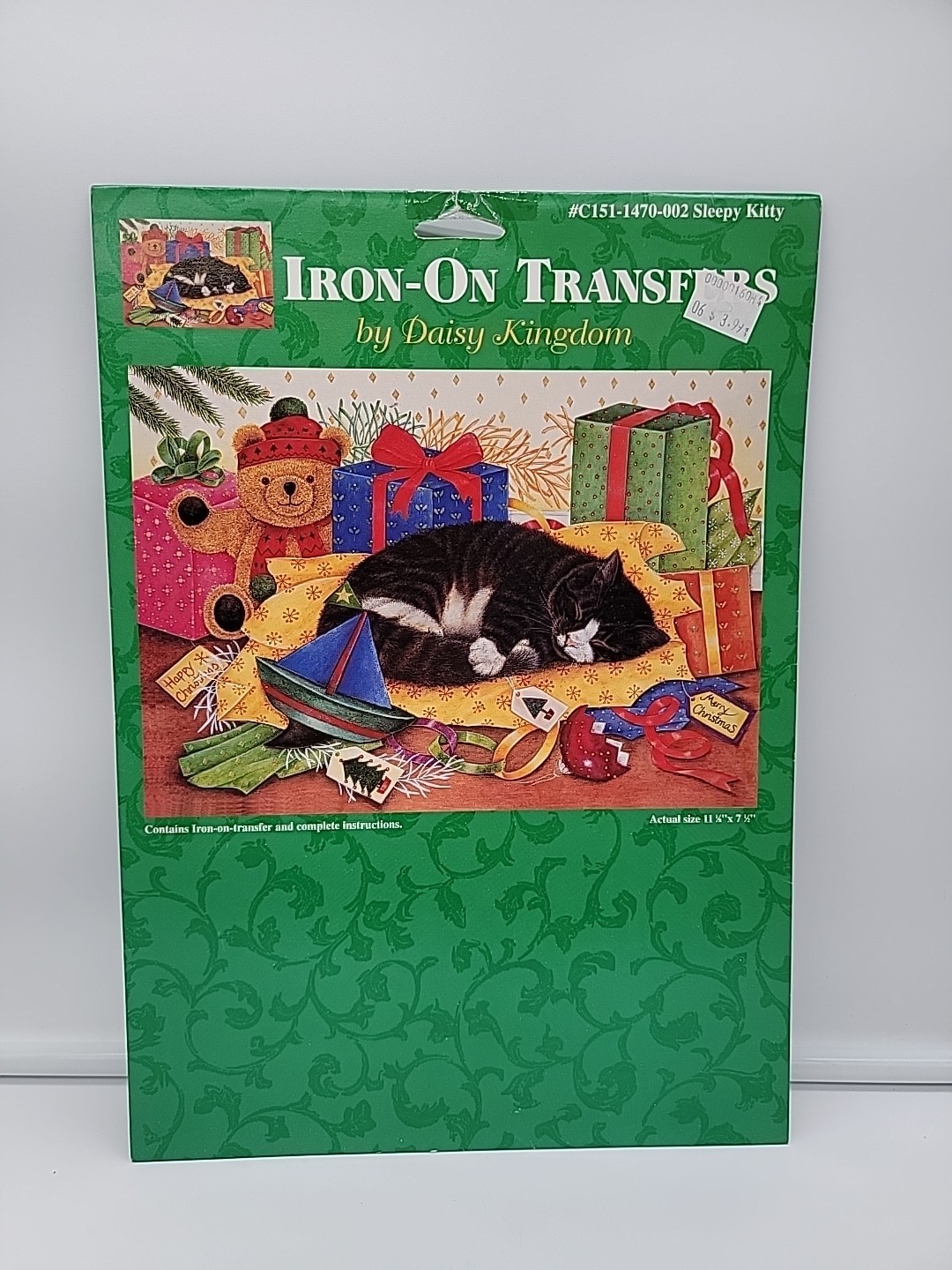 VINTAGE DAISY KINGDOM #C151-1470-002 SLEEP KITTY IRON-ON TRANSFER 11.125″ X 7.5″