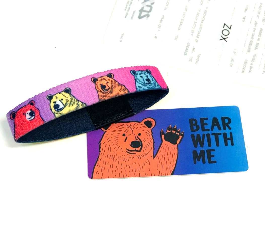 ZOX **BEAR WITH ME** Silver Large Single Wristband w/Card