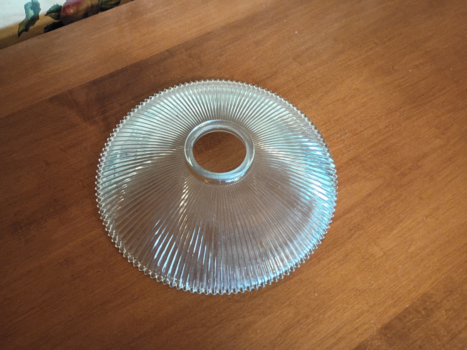 Genuine Holophane Vintage 8-1/4 in Dia. Ribbed Clear Glass Shade, 2-1/4” Fitter