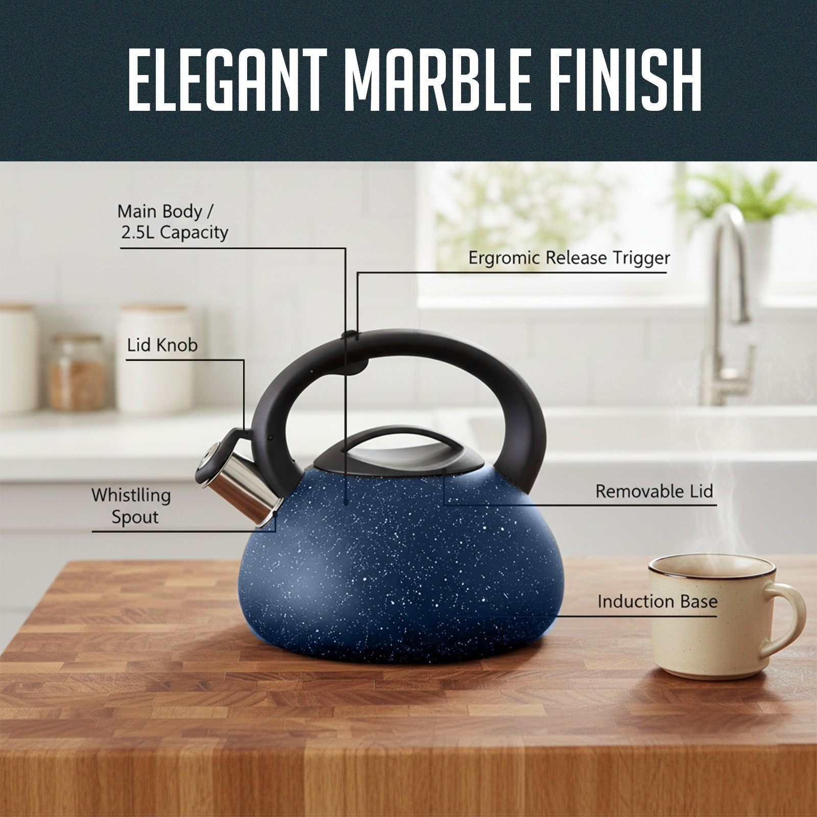 Elle Decor Granite Tea Kettle