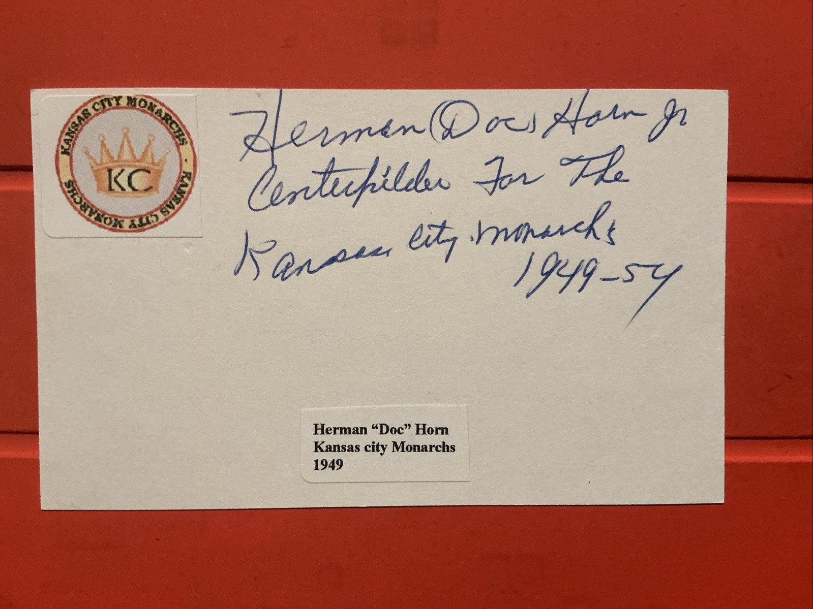 Herman “ Doc” Horn🔥🔥NGL: 1949 Kansas City Monarchs🔥🔥Autograph ⚾️⚾️