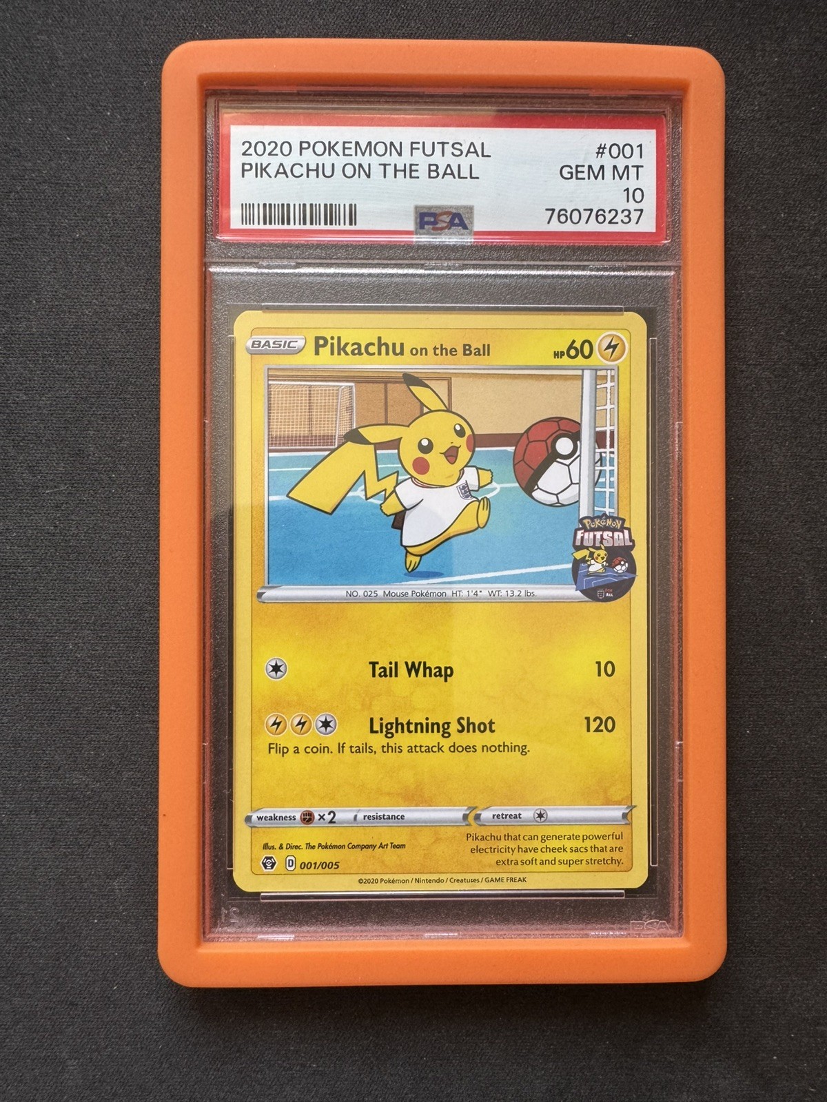 Pikachu on the Ball 001/005 Pokemon Futsal 2020 GEM MINT PSA 10 – w/ Grail Guard