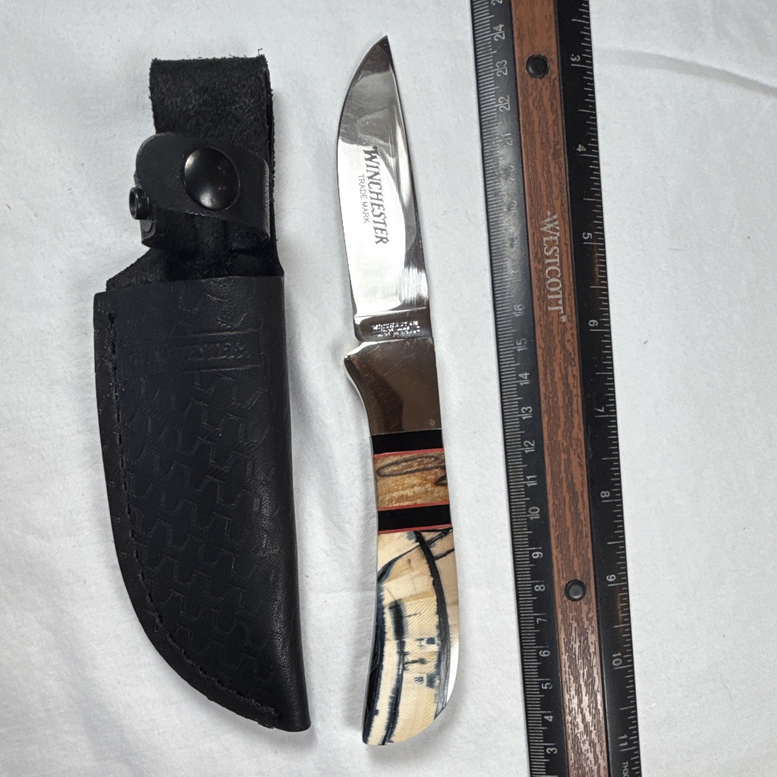 Vintage 1990 Winchester USA Model 670 Heritage Fixed Blade Knife w/ Sheath & Box