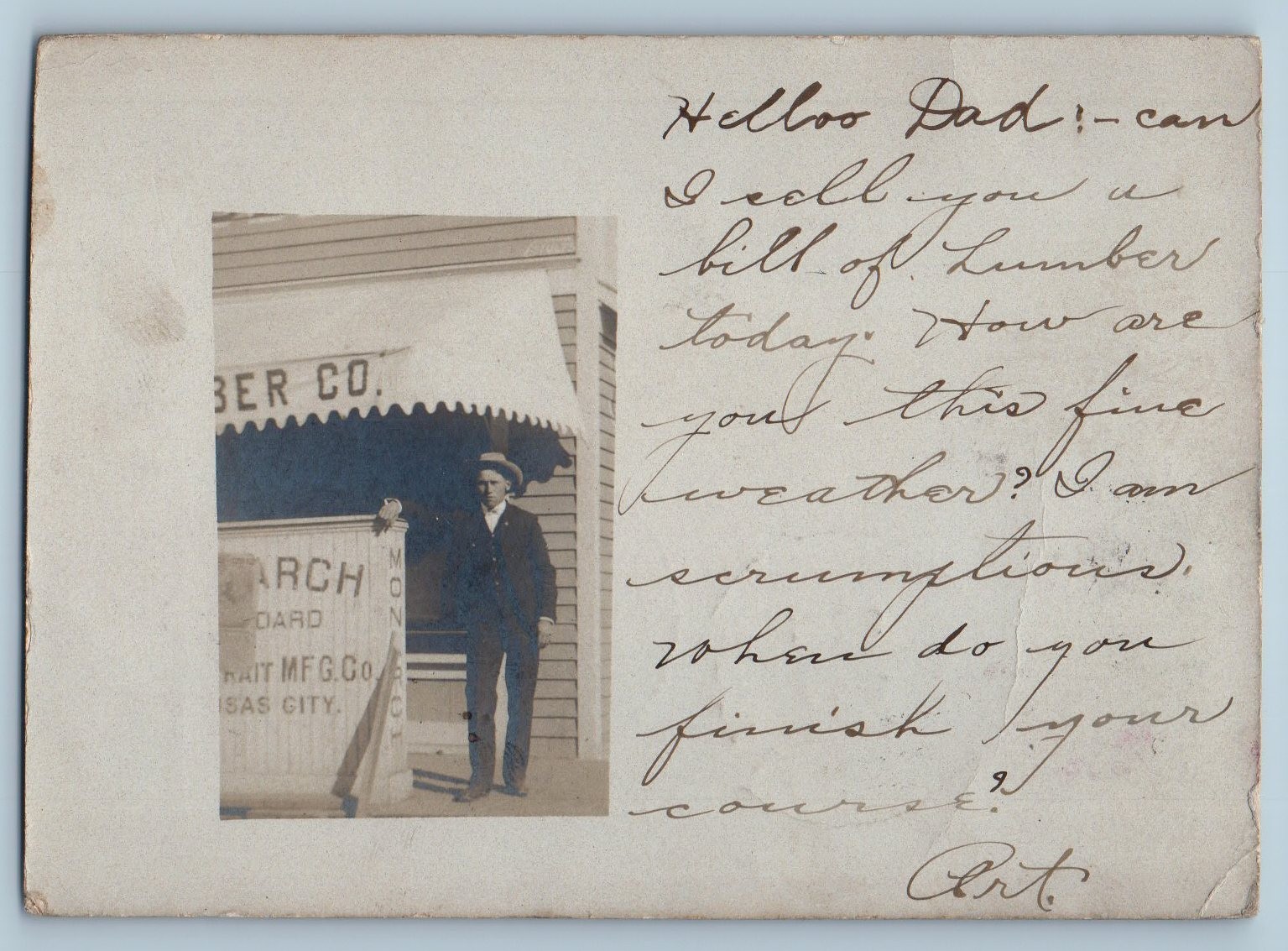 1906 Monarch Lumber Company Kansas City Missouri MO RPO RPPC Photo Postcard