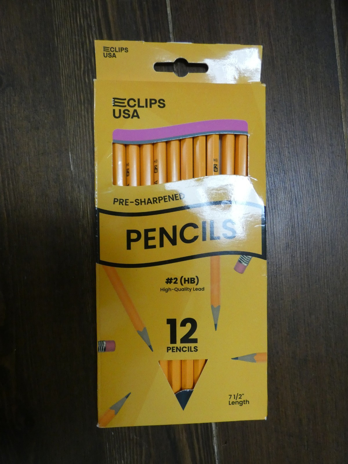 E-Clips USA 12 Pack of Presharpened Pecils #2 New High Quality Lead 7.5″ Length
