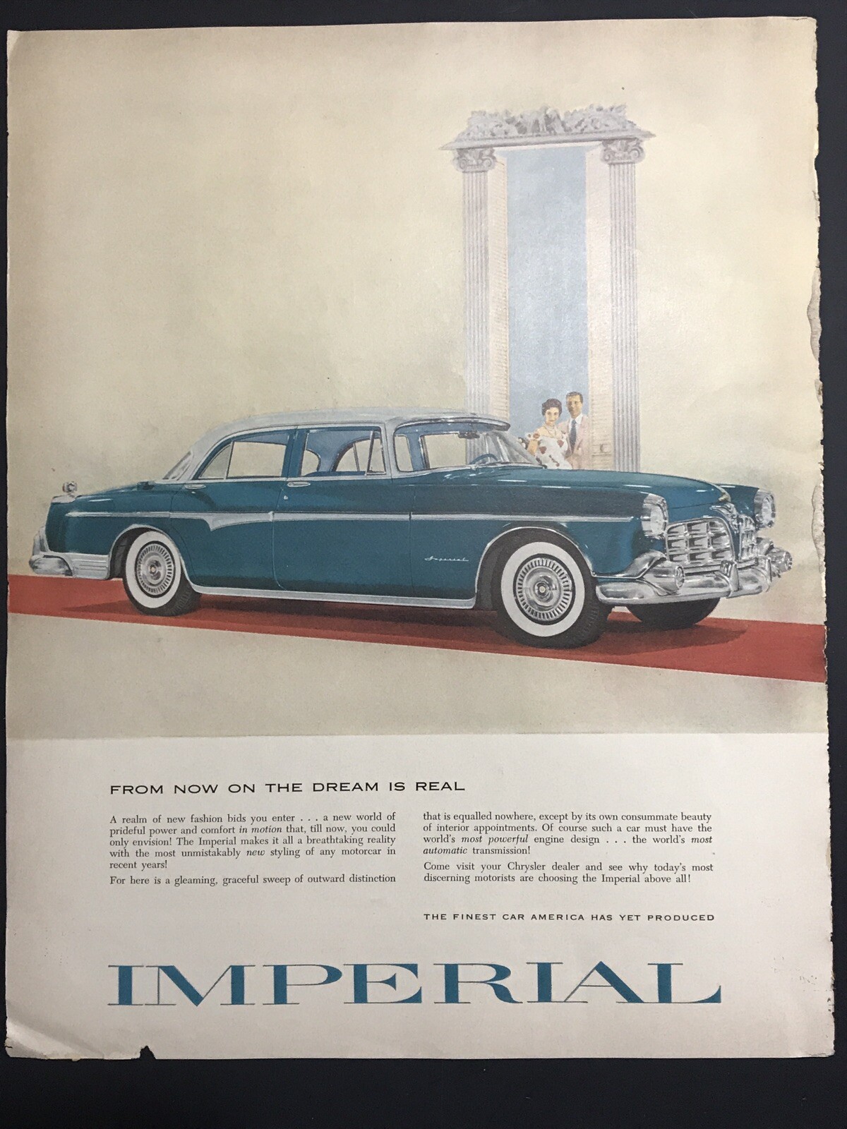 1955 Vintage Magazine Print Ad Car Automobile Original Chrysler Imperial FOR