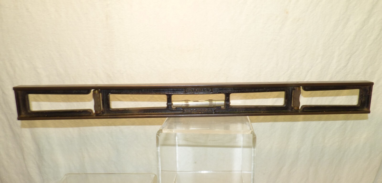 Antique 1896 STANLEY Cast Iron 24″ Beam LEVEL Tool 3 Bubble PTS 84 Dated 6.23.96