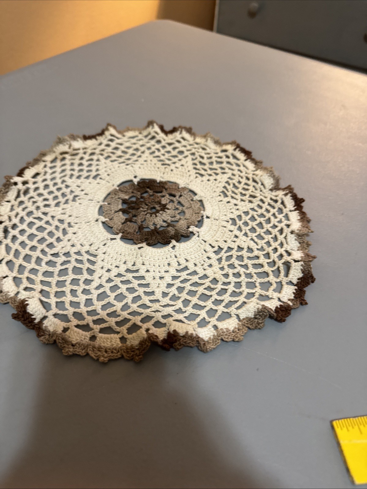 LOVELY DELICATE HANDMADE CROCHETED SMALL ROUND DOILY!