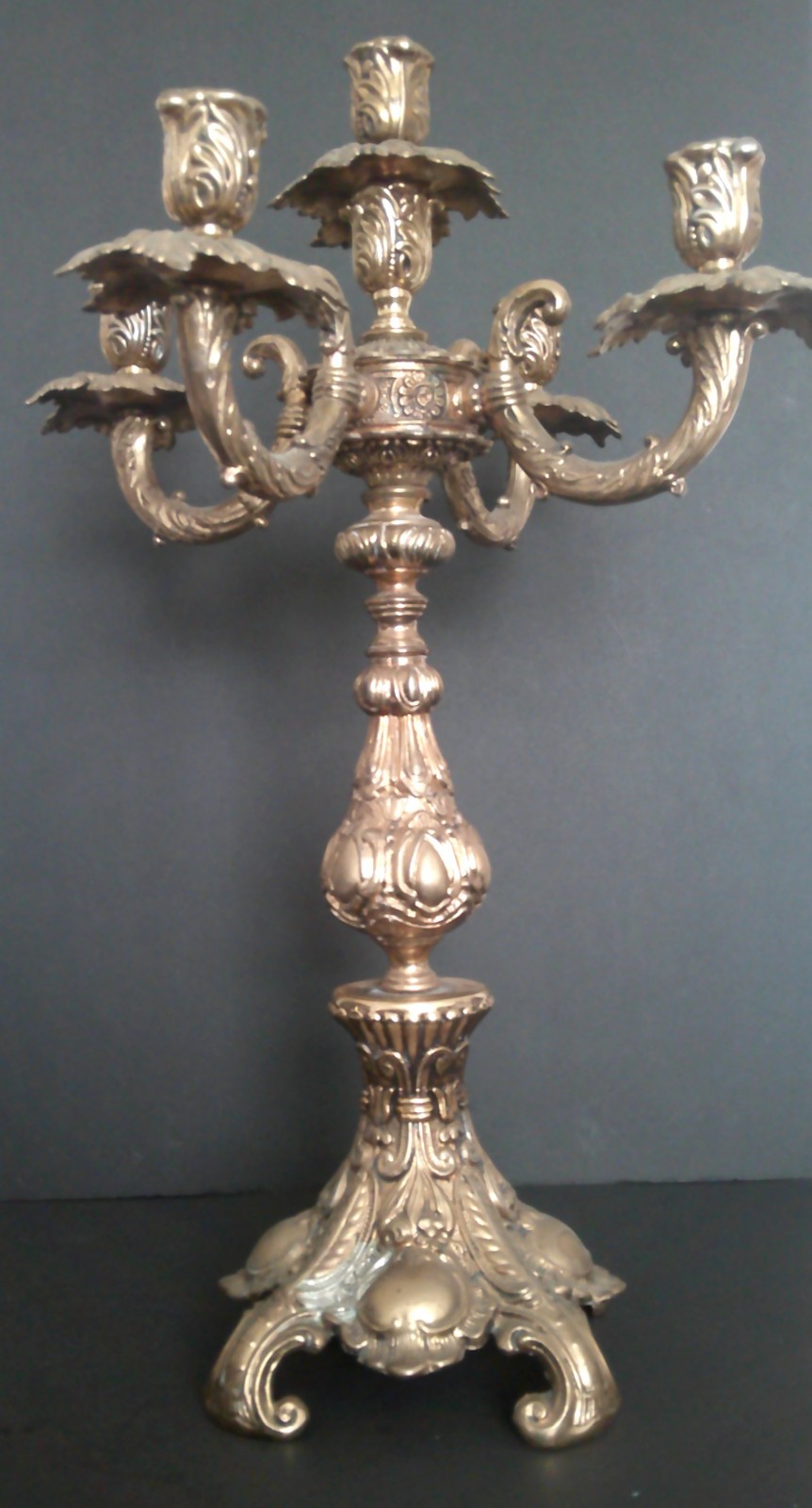 Vintage Old Retro Brass Candelabra Brevettato/European Style 5-Arm