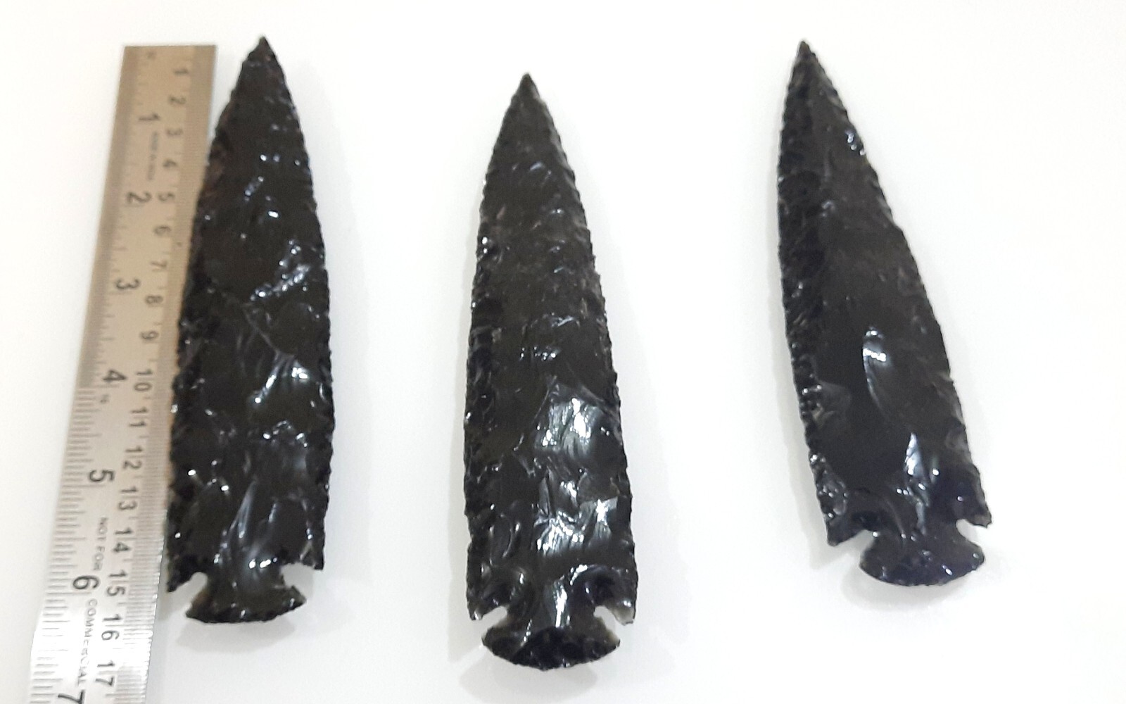6 Inches Black Obsidian Arrowhead Flint Stone OH native craft