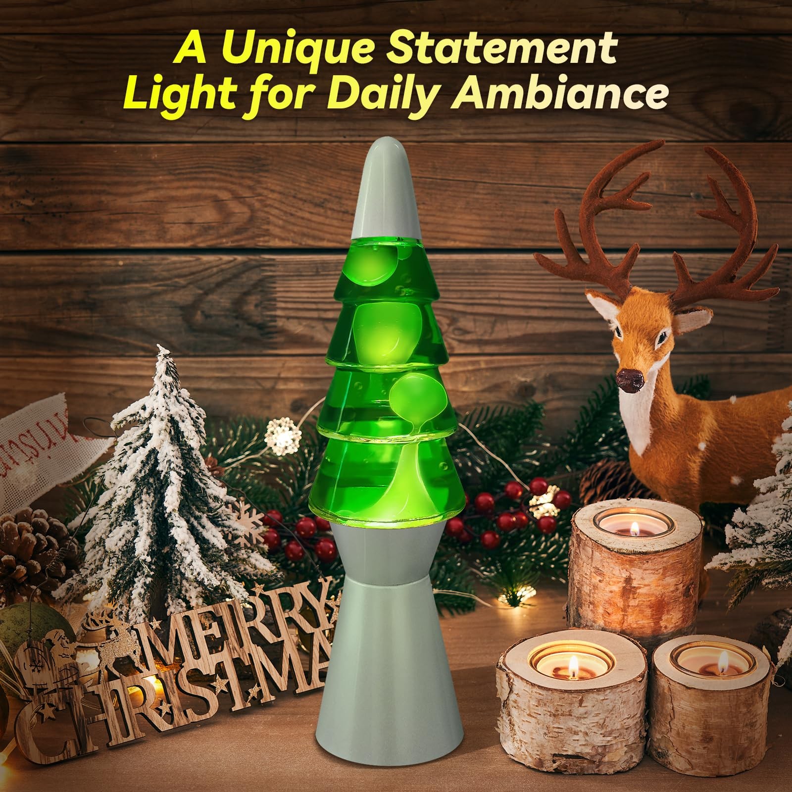 Liquid Motion Lamp Tree Mood Lighting Night Light Green Water & White Wax 13….